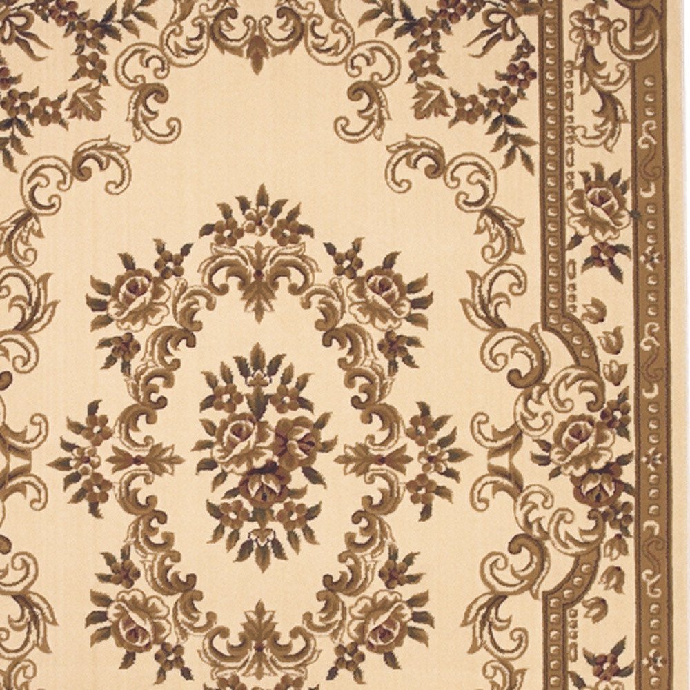 8' X 11' Beige And Brown Floral Medallion Area Rug