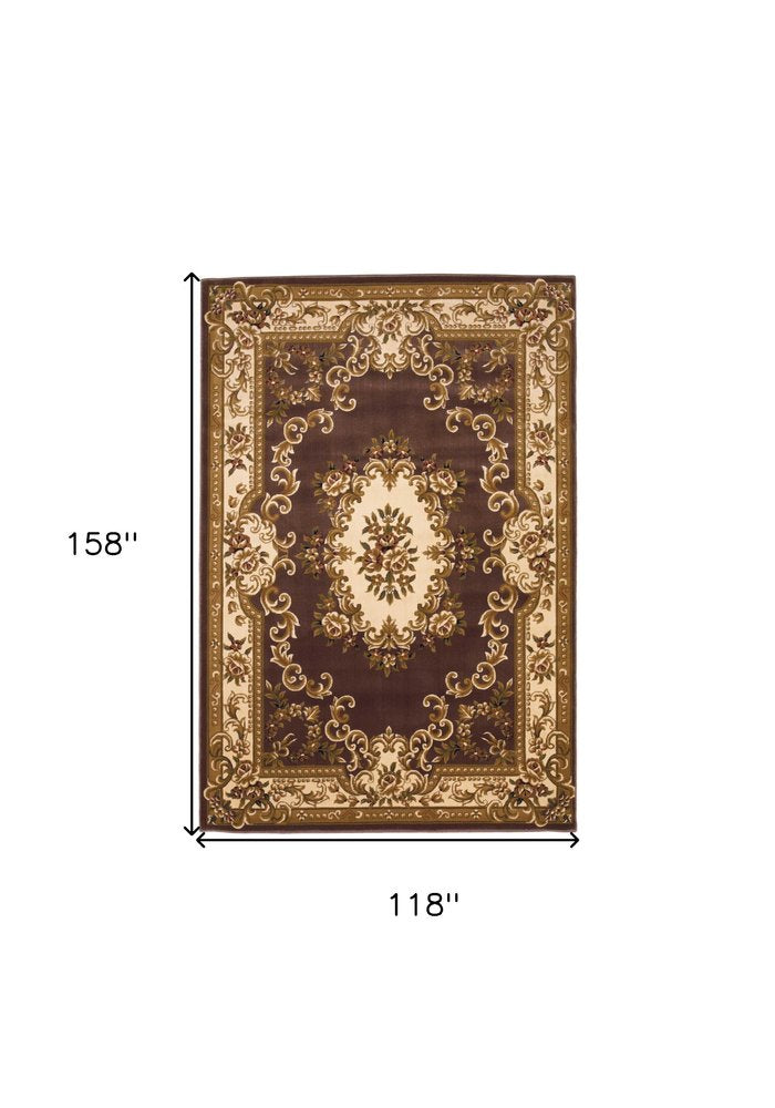 5' X 8' Plum And Ivory Floral Medallion Area Rug