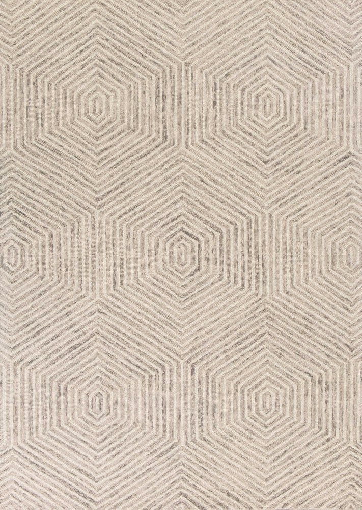 2' X 4' Sand And Beige Wool Geometric Hand Tufted Area Rug