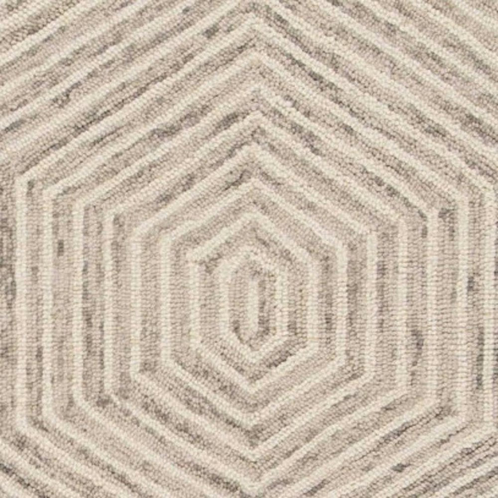 2' X 4' Sand And Beige Wool Geometric Hand Tufted Area Rug