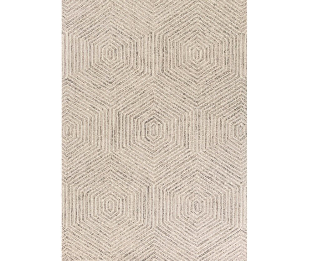 2' X 4' Sand And Beige Wool Geometric Hand Tufted Area Rug