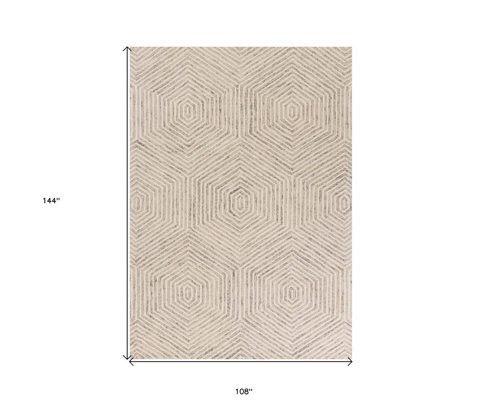 2' X 4' Sand And Beige Wool Geometric Hand Tufted Area Rug