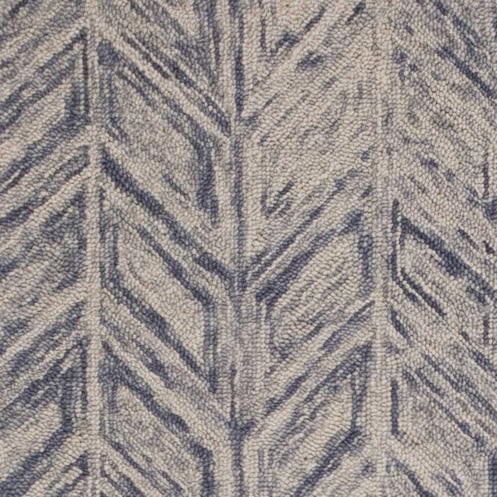 2' X 4' Blue And Beige Wool Chevron Hand Tufted Area Rug