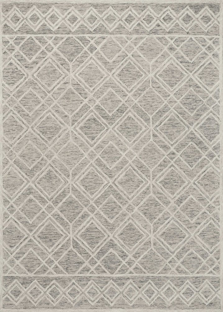 8' X 10' Sand Beige And Ivory Wool Geometric Hand Tufted Area Rug