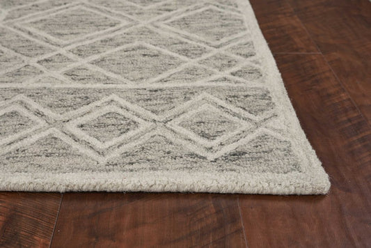 8' X 10' Sand Beige And Ivory Wool Geometric Hand Tufted Area Rug
