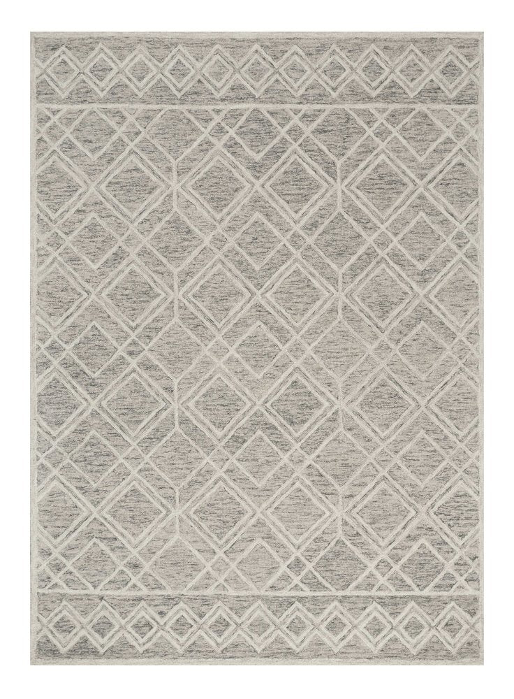8' X 10' Sand Beige And Ivory Wool Geometric Hand Tufted Area Rug
