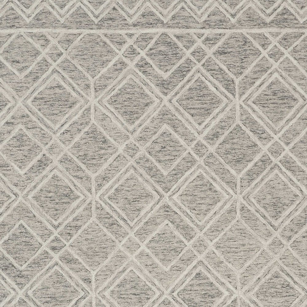 8' X 10' Sand Beige And Ivory Wool Geometric Hand Tufted Area Rug