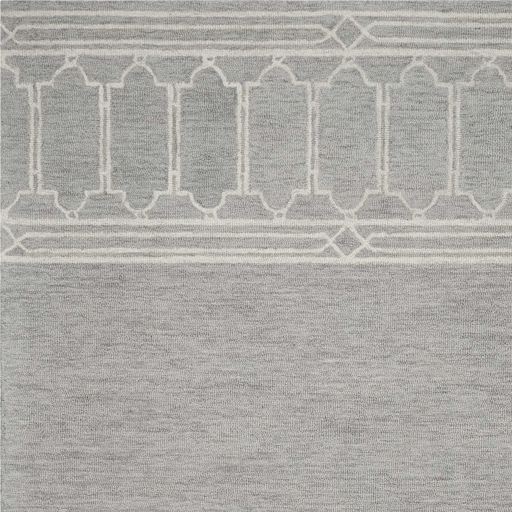 3' X 5' Gray And Ivory Wool Geometric Hand Tufted Area Rug