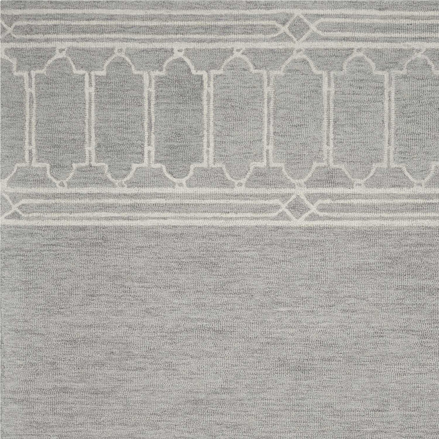 3' X 5' Gray And Ivory Wool Geometric Hand Tufted Area Rug