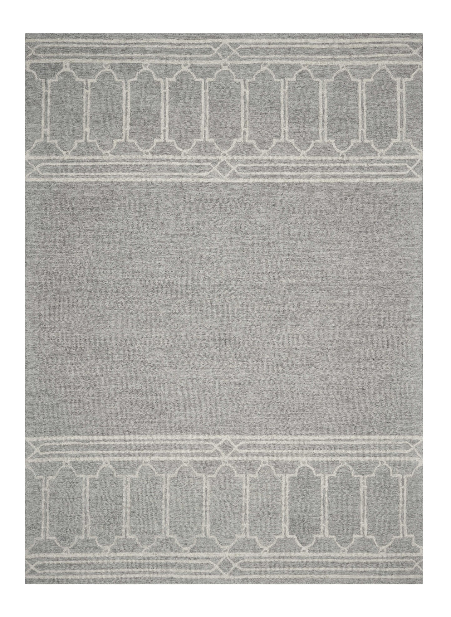 3' X 5' Gray And Ivory Wool Geometric Hand Tufted Area Rug