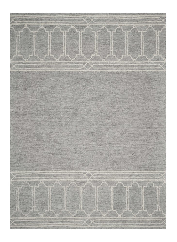 3' X 5' Gray And Ivory Wool Geometric Hand Tufted Area Rug