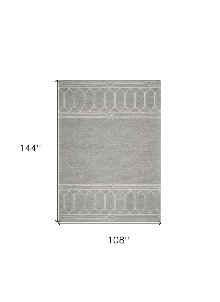 3' X 5' Gray And Ivory Wool Geometric Hand Tufted Area Rug