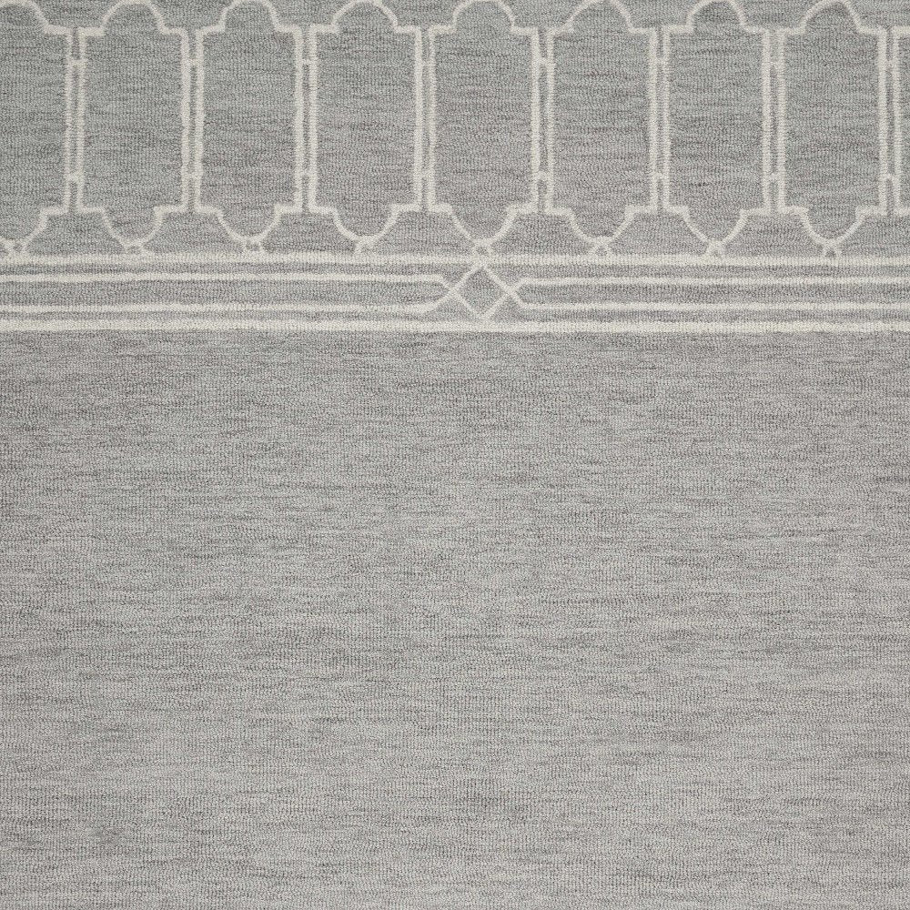 3' X 5' Gray And Ivory Wool Geometric Hand Tufted Area Rug