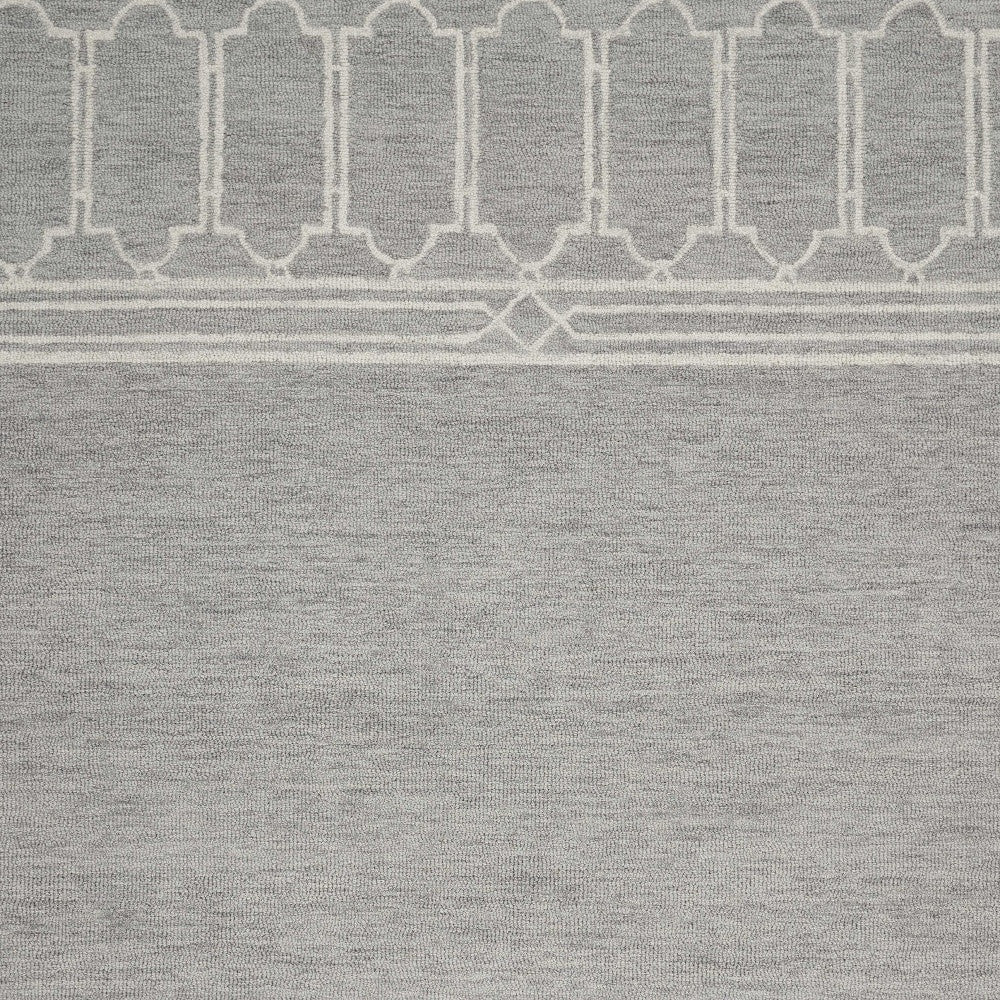 3' X 5' Gray And Ivory Wool Geometric Hand Tufted Area Rug