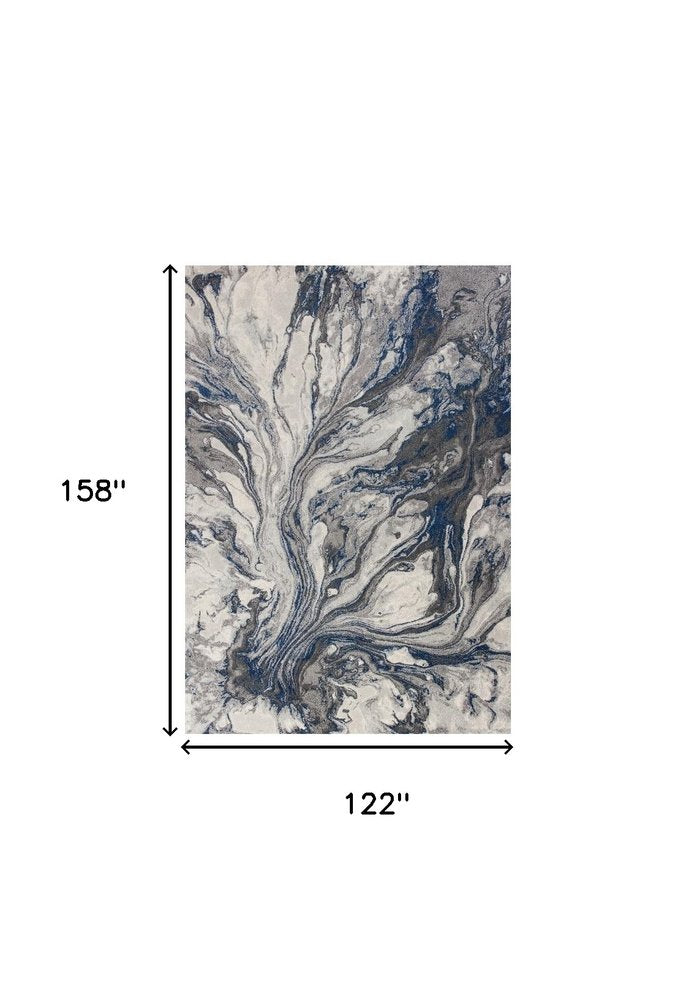 10' X 13' Blue And Gray Abstract Area Rug