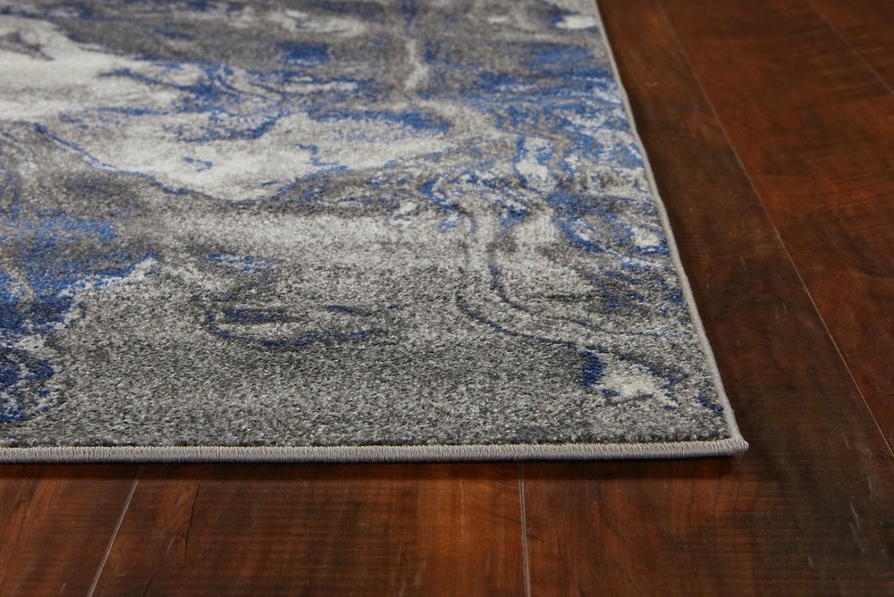 10' X 13' Blue And Gray Abstract Area Rug