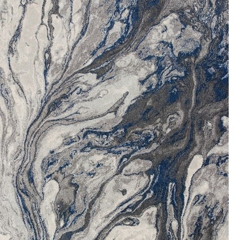 10' X 13' Blue And Gray Abstract Area Rug