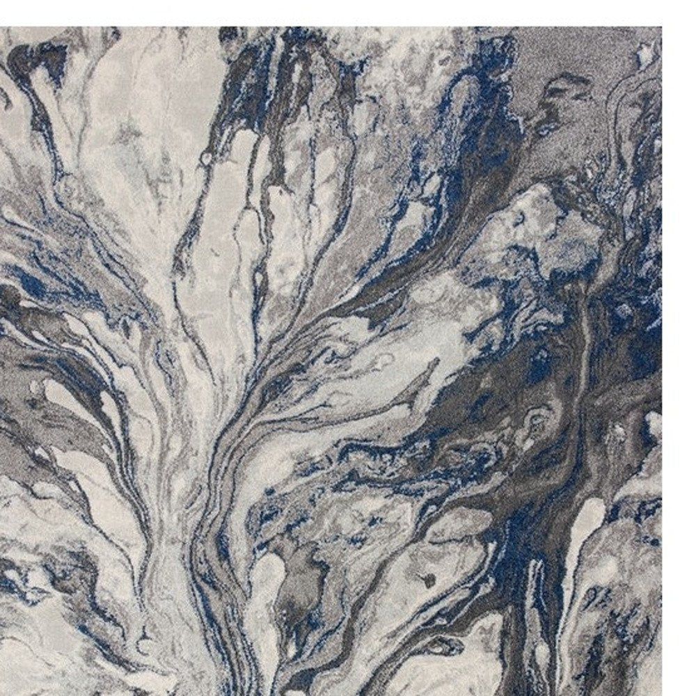 10' X 13' Blue And Gray Abstract Area Rug