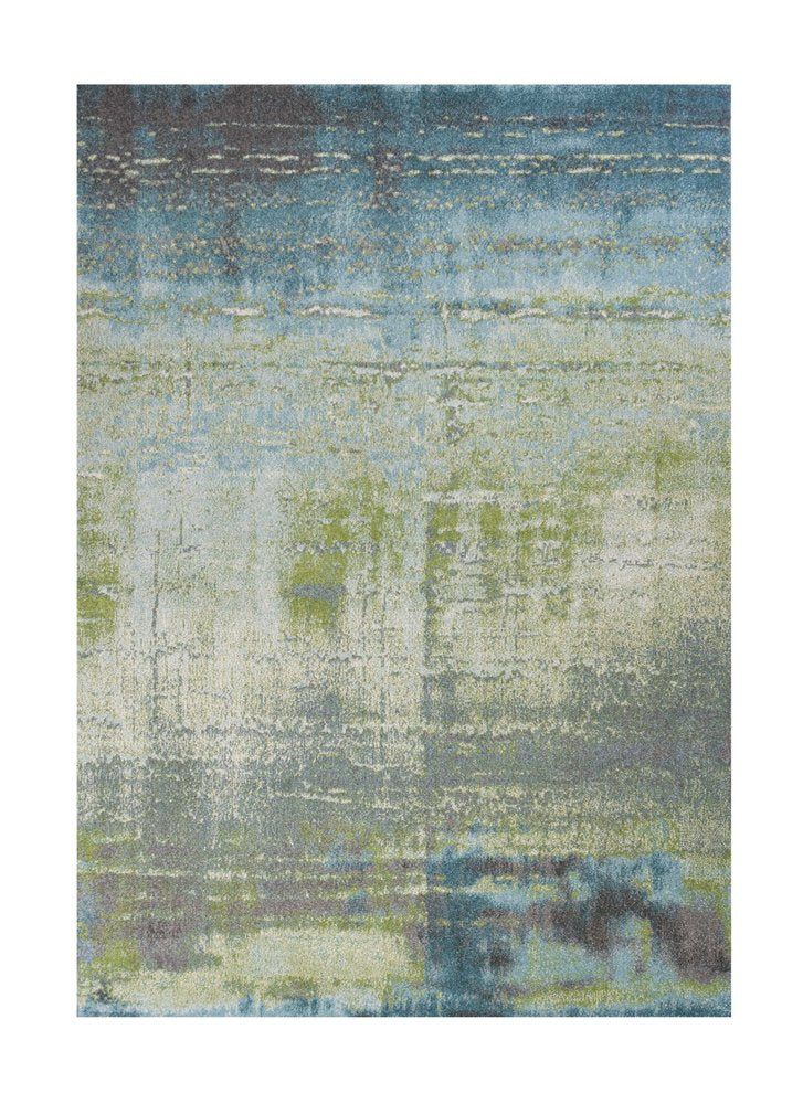 9' X 13' Blue And Green Abstract Area Rug
