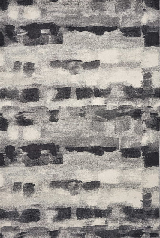 5' X 8' Gray Black And Ivory Abstract Area Rug