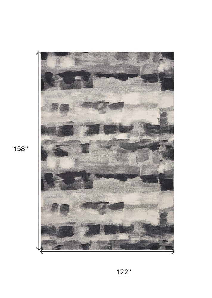 5' X 8' Gray Black And Ivory Abstract Area Rug