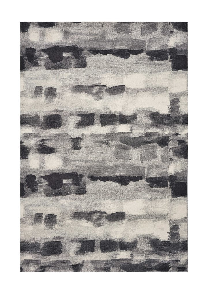 5' X 8' Gray Black And Ivory Abstract Area Rug
