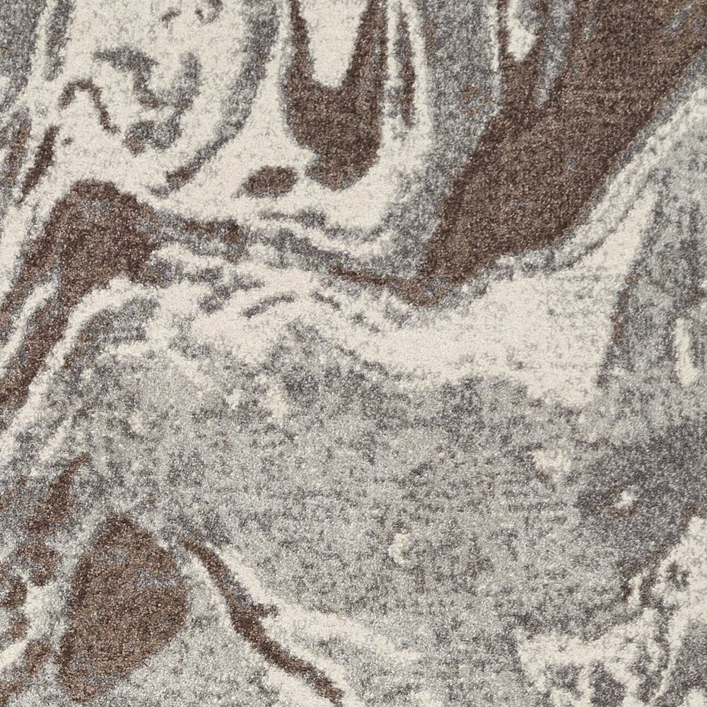 7' X 10' Brown And Ivory Abstract Area Rug