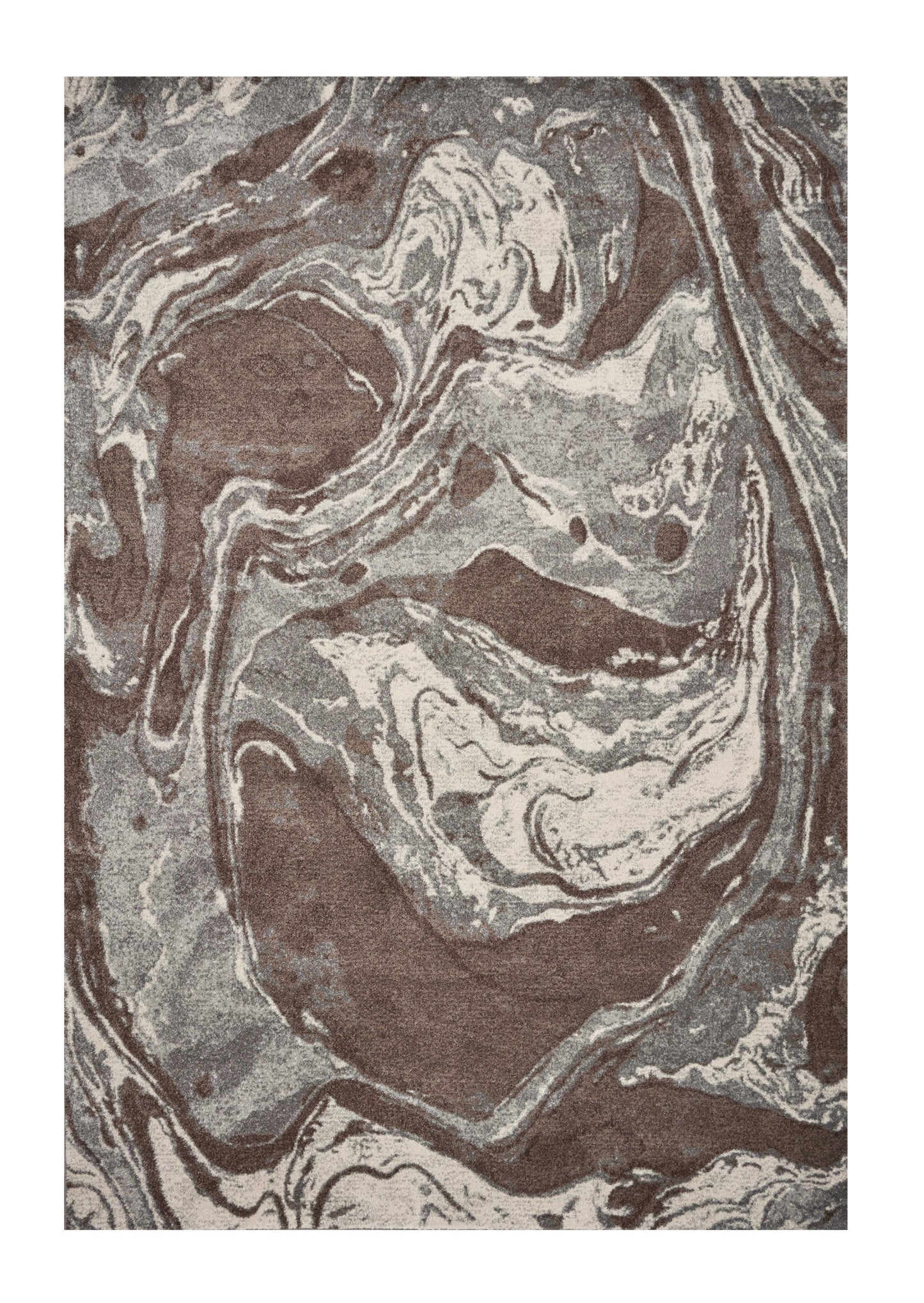 7' X 10' Brown And Ivory Abstract Area Rug