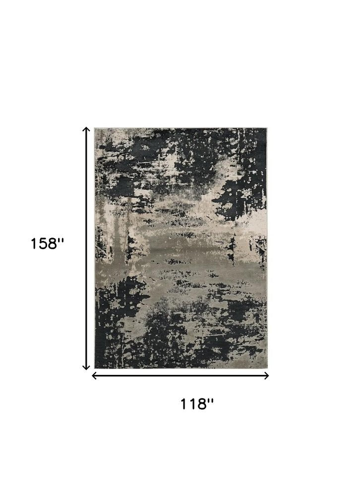 5' X 8' Silver And Charcoal Abstract Area Rug
