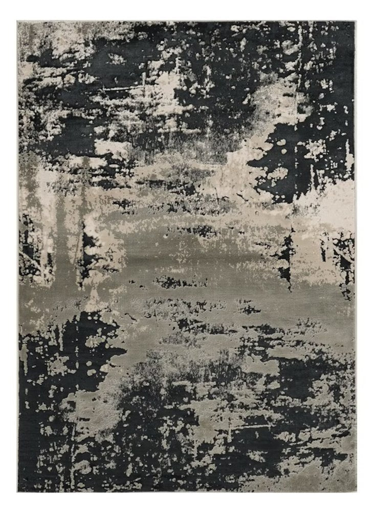 5' X 8' Silver And Charcoal Abstract Area Rug