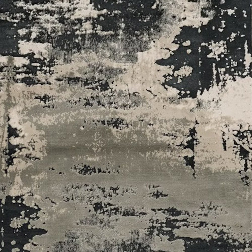 5' X 8' Silver And Charcoal Abstract Area Rug