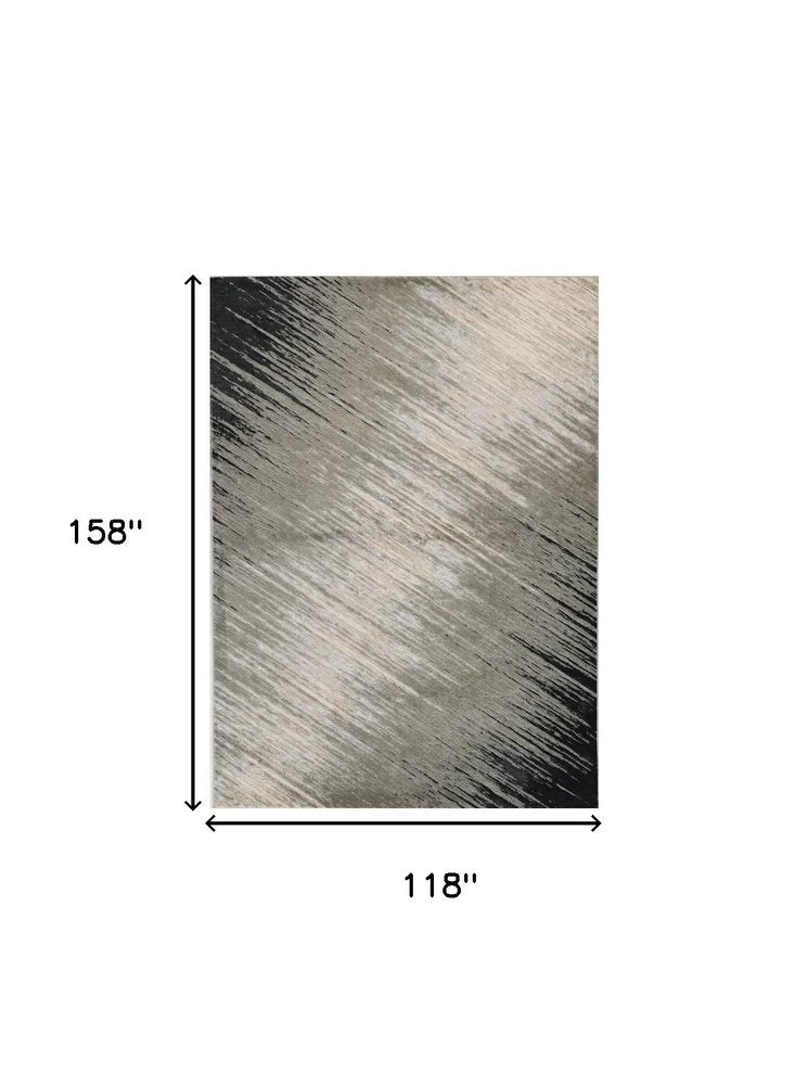 8' X 11' Silver And Gray Abstract Area Rug