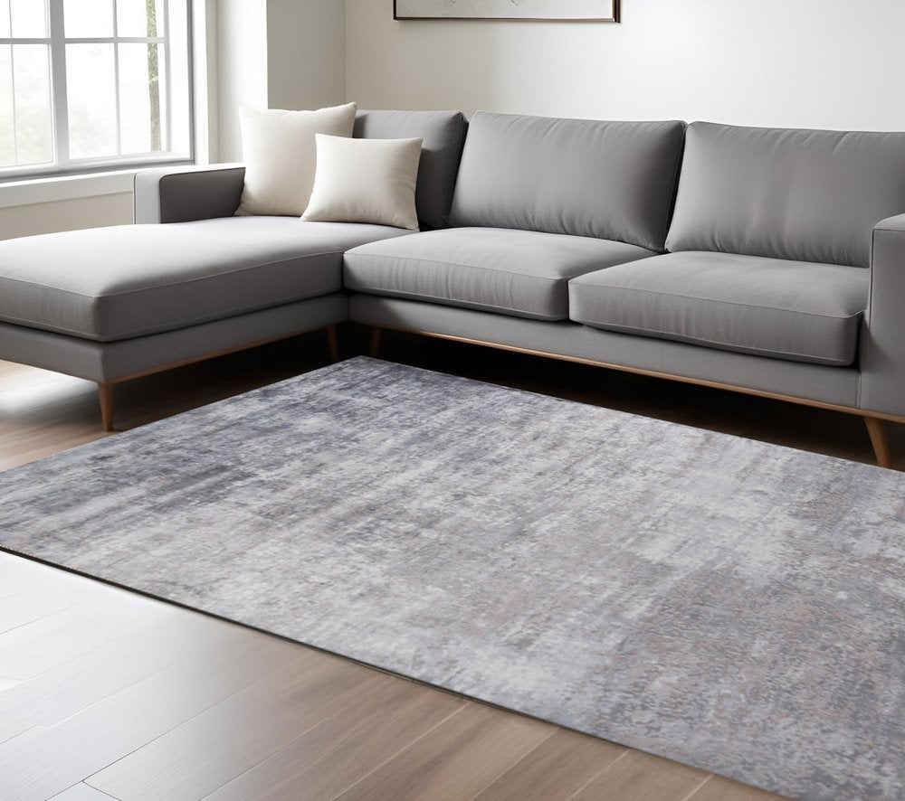 5' X 7' Slate Gray And Dark Gray Abstract Hand Loomed Area Rug