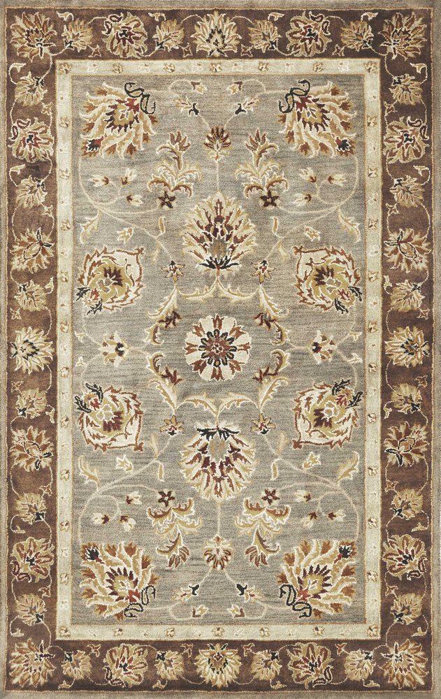 3' X 5' Gray Brown And Ivory Wool Floral Medallion Hand Tufted Area Rug