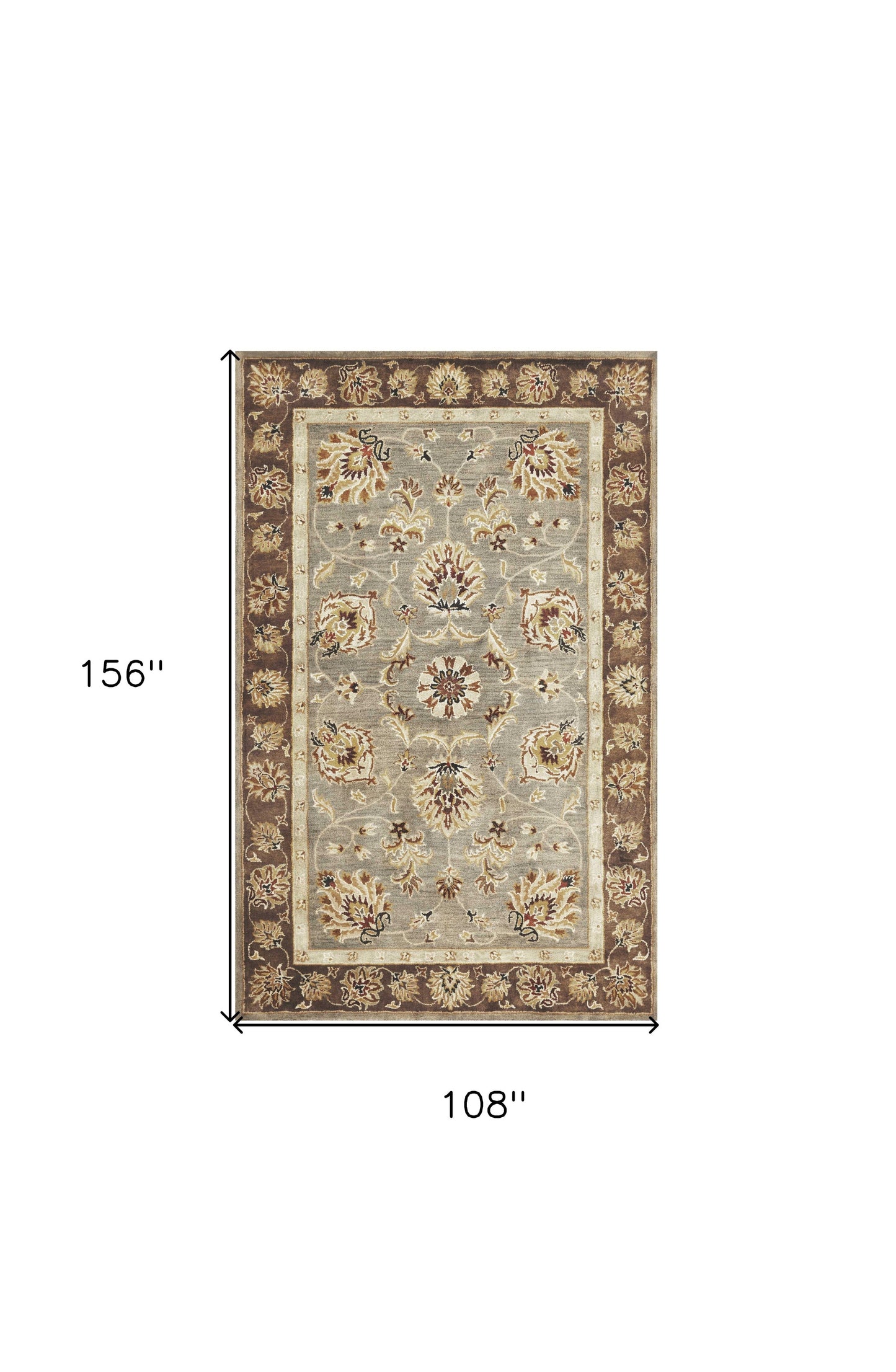 3' X 5' Gray Brown And Ivory Wool Floral Medallion Hand Tufted Area Rug
