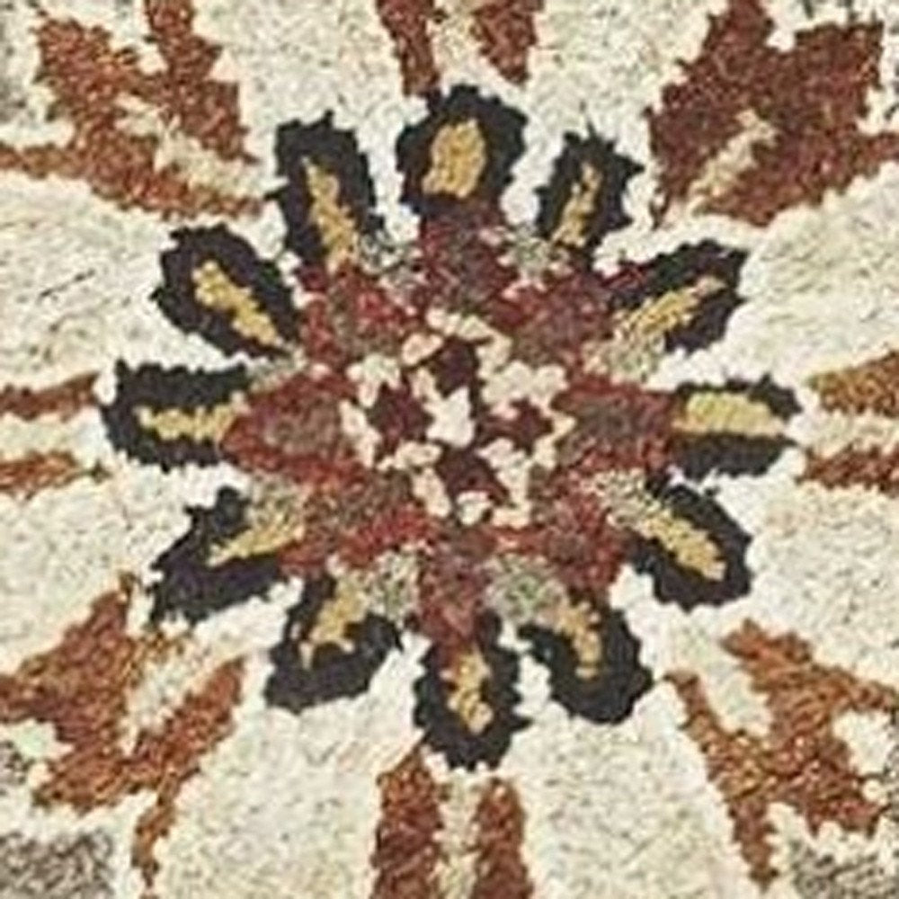 3' X 5' Gray Brown And Ivory Wool Floral Medallion Hand Tufted Area Rug