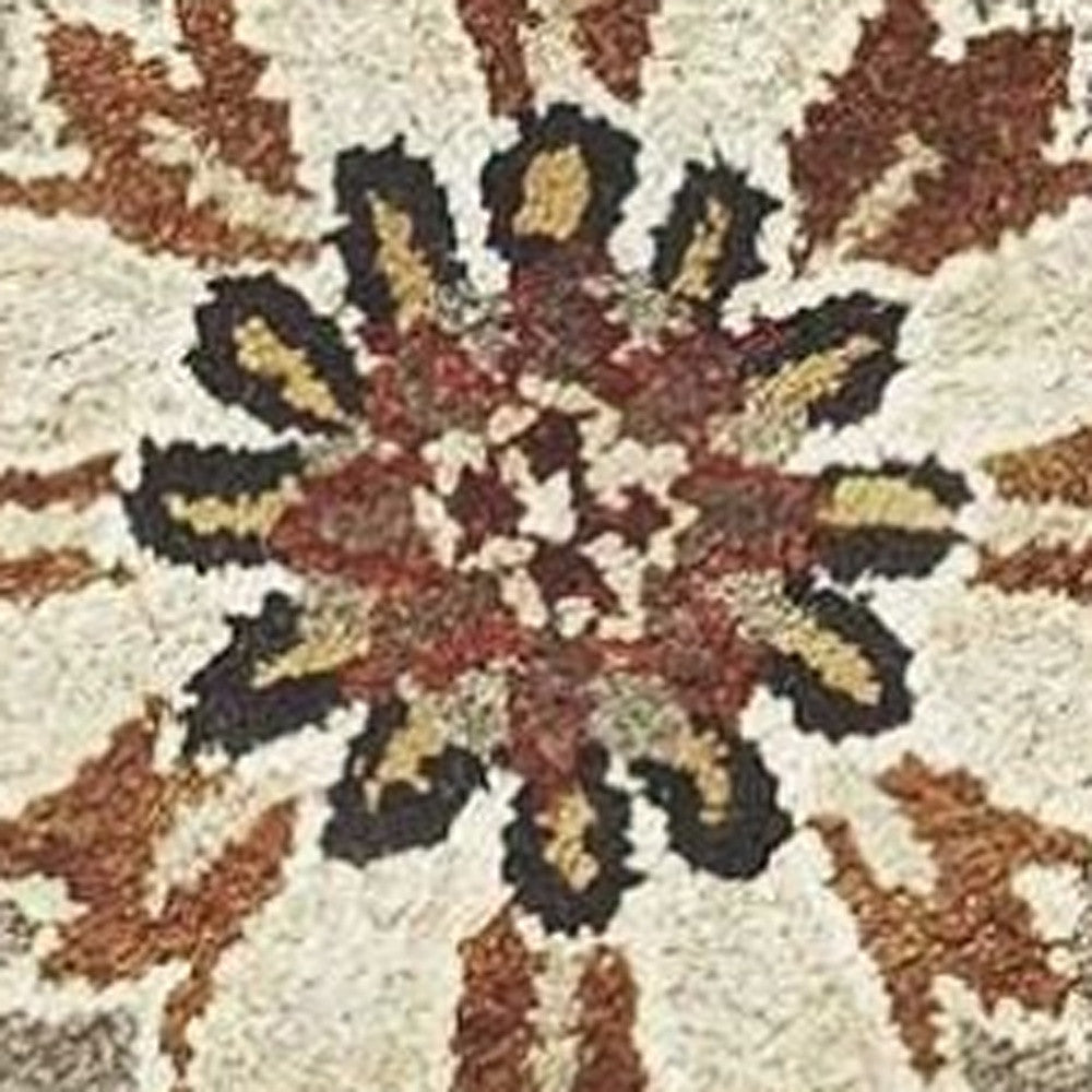 3' X 5' Gray Brown And Ivory Wool Floral Medallion Hand Tufted Area Rug