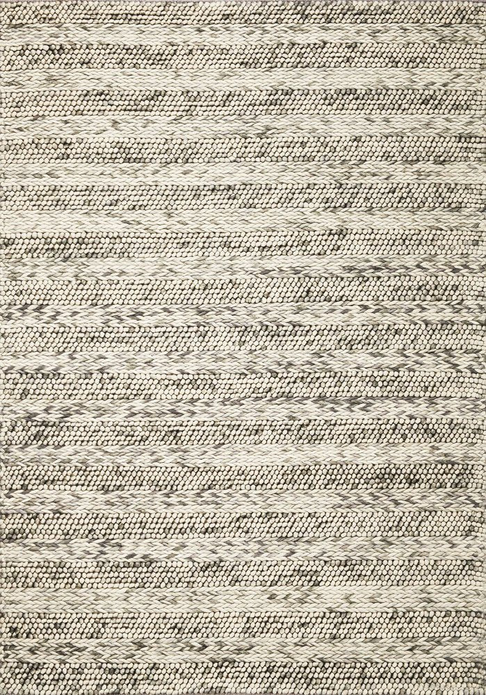 5' X 7' Gray And Ivory Wool Striped Hand Woven Area Rug