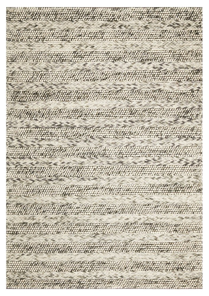 5' X 7' Gray And Ivory Wool Striped Hand Woven Area Rug