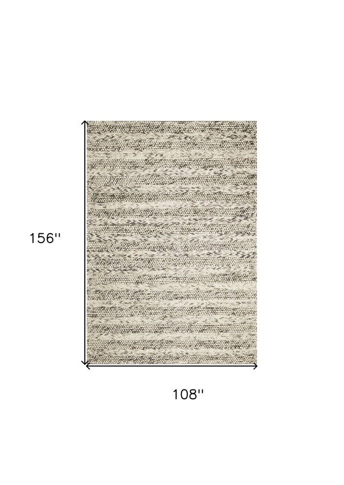 5' X 7' Gray And Ivory Wool Striped Hand Woven Area Rug