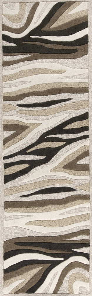 8' X 10' Beige Ivory And Black Wool Abstract Hand Tufted Area Rug