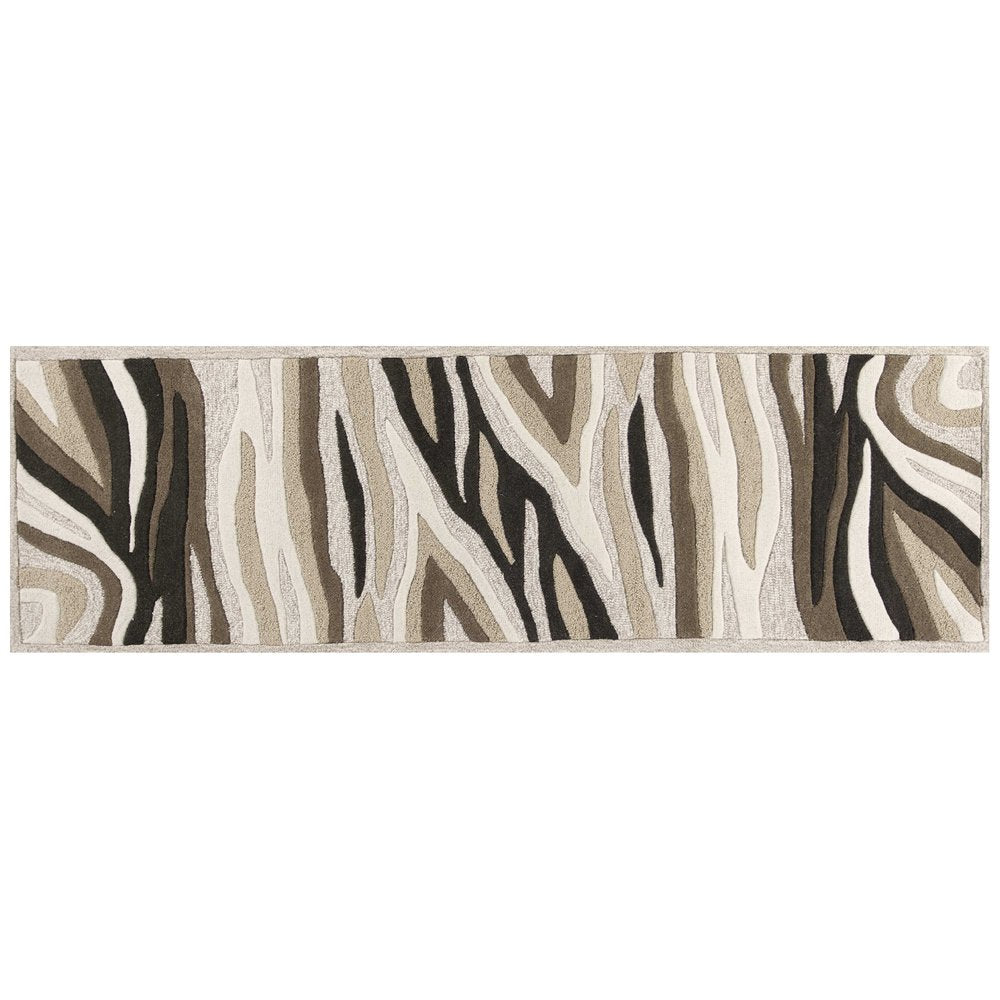 8' X 10' Beige Ivory And Black Wool Abstract Hand Tufted Area Rug