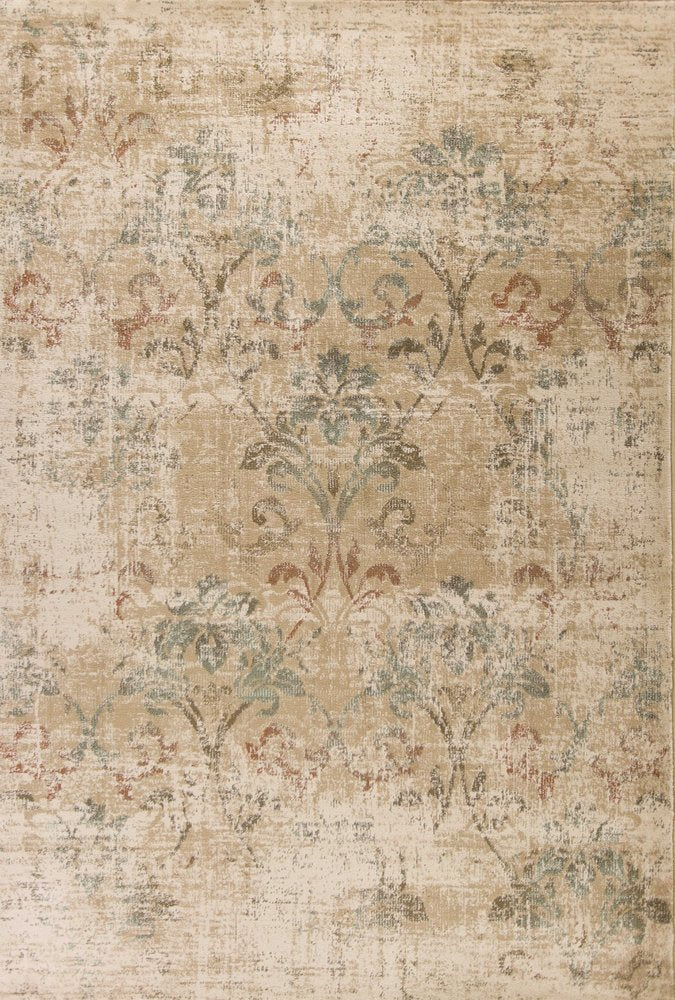 8' X 11' Champagne And Beige Damask Area Rug
