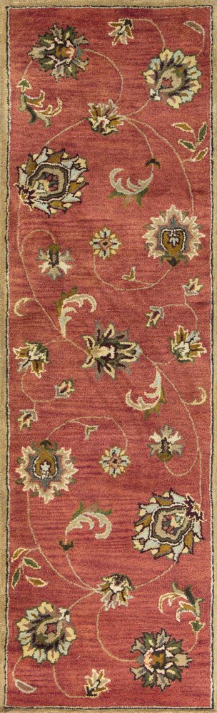 5' X 8' Sienna Gold And Green New Zealand Lambs Wool Floral Vines Hand Tufted Area Rug