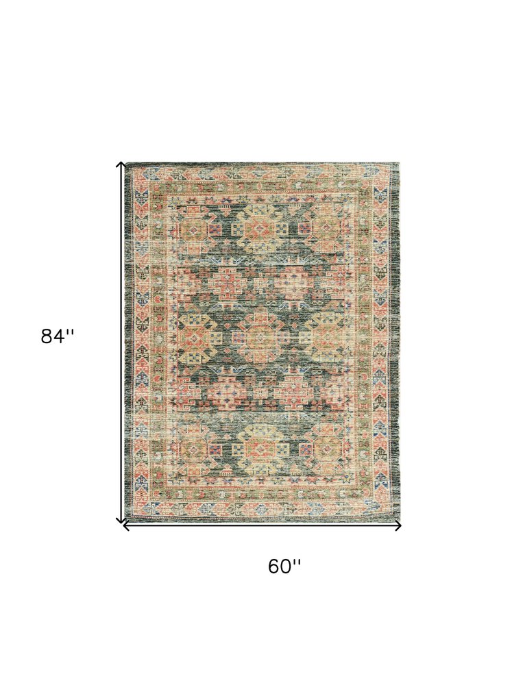 8' X 11' Brick Red Green And Brown Jute Southwestern Handmade Distressed Area Rug