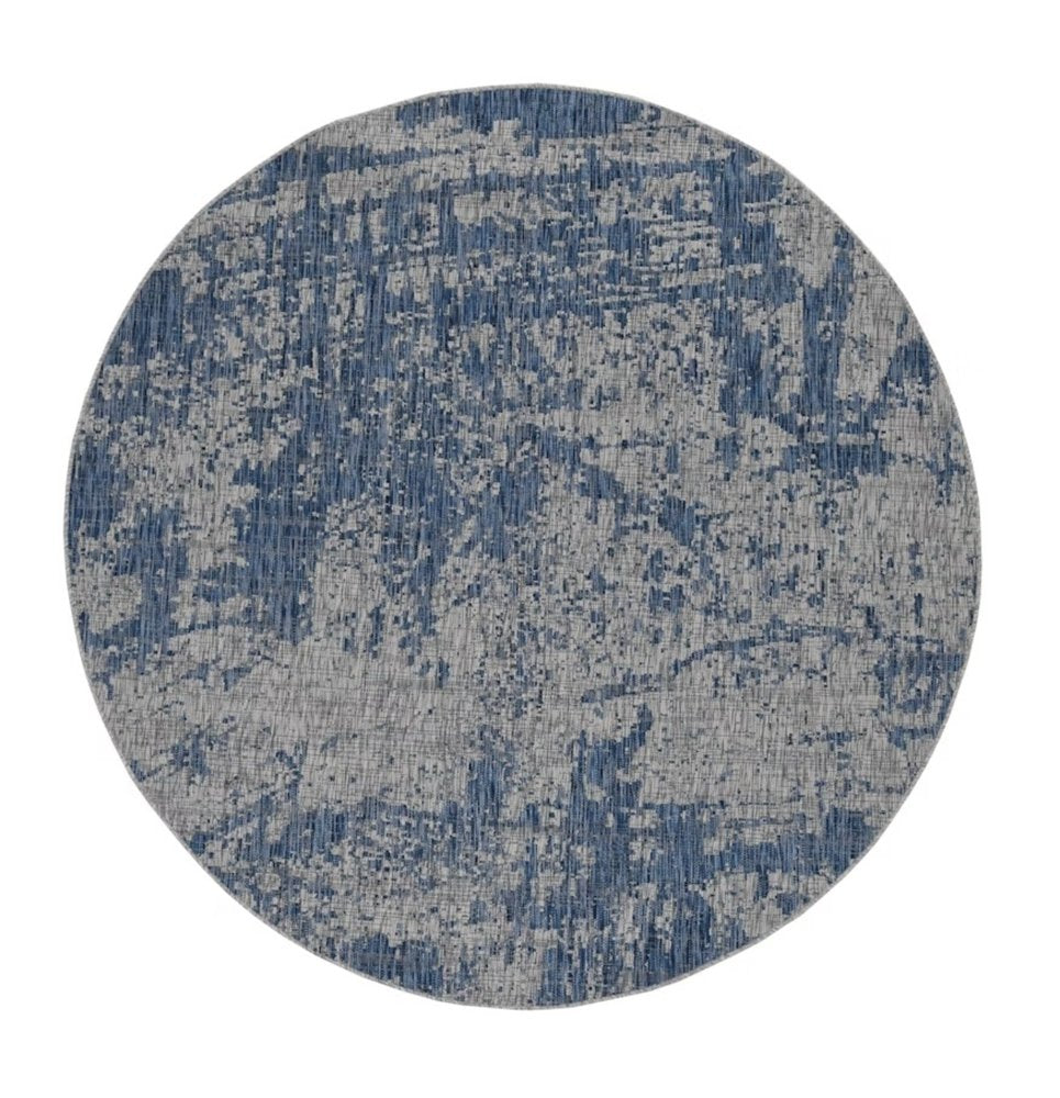 8' Gray Abstract Round Rug