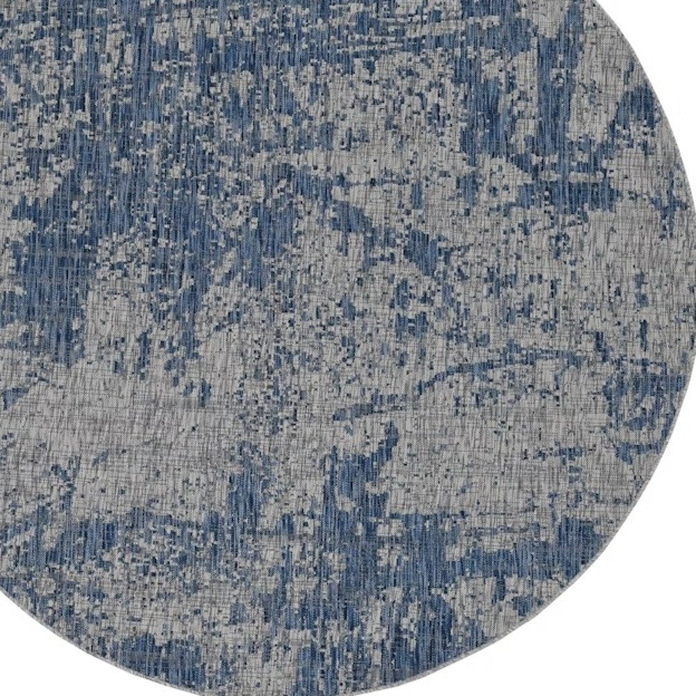 8' Gray Abstract Round Rug