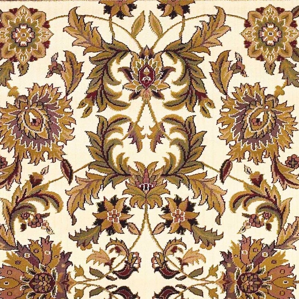 8' Ivory Red And Orange Floral Medallion Octagon Rug