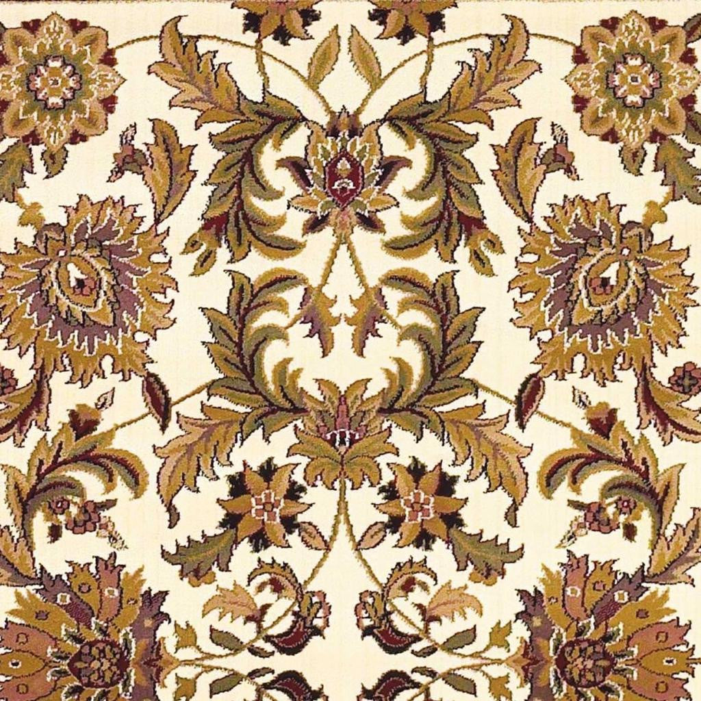 8' Ivory Red And Orange Floral Medallion Octagon Rug