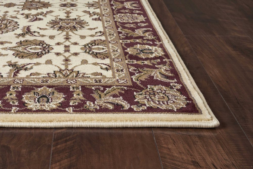 3' X 5' Red Ivory And Brown Floral Medallion Area Rug